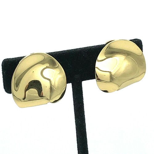 Christian Dior Earrings Modernist Gold Tone Clip On Vintage - Picture 5 of 12