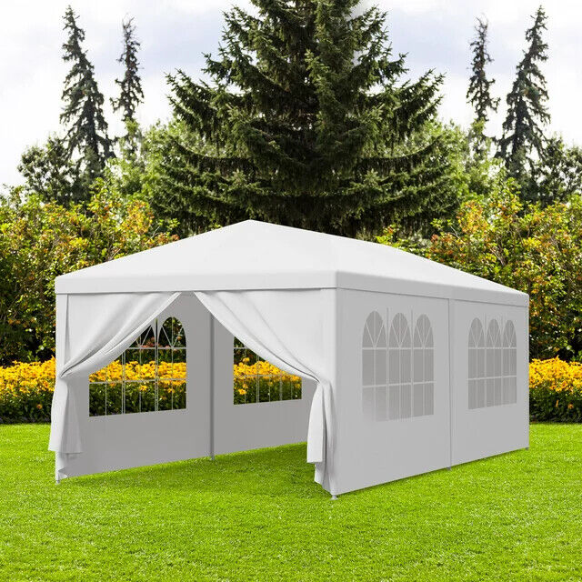 10 X 20' Gazebo Canopy Wedding Party Tent W/ 6 Removable Sidewalls White