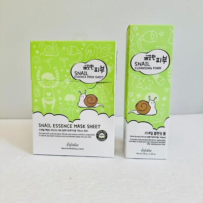 ESFOLIO SNAIL ESSENCE MASK SHEETS AND CLEANSING FOAM SET