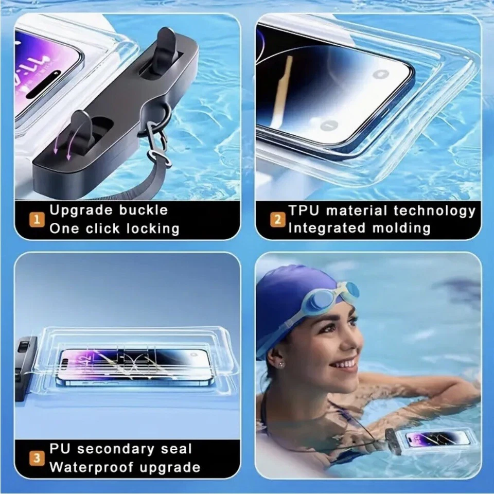 Waterproof Mobile Phone Pouch Underwater Case Cover Universal Dry Bag - Image 3 of 4