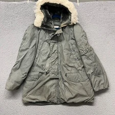 US Military Parka Extreme Cold Weather Mens M Green Hooded N-3B Vintage