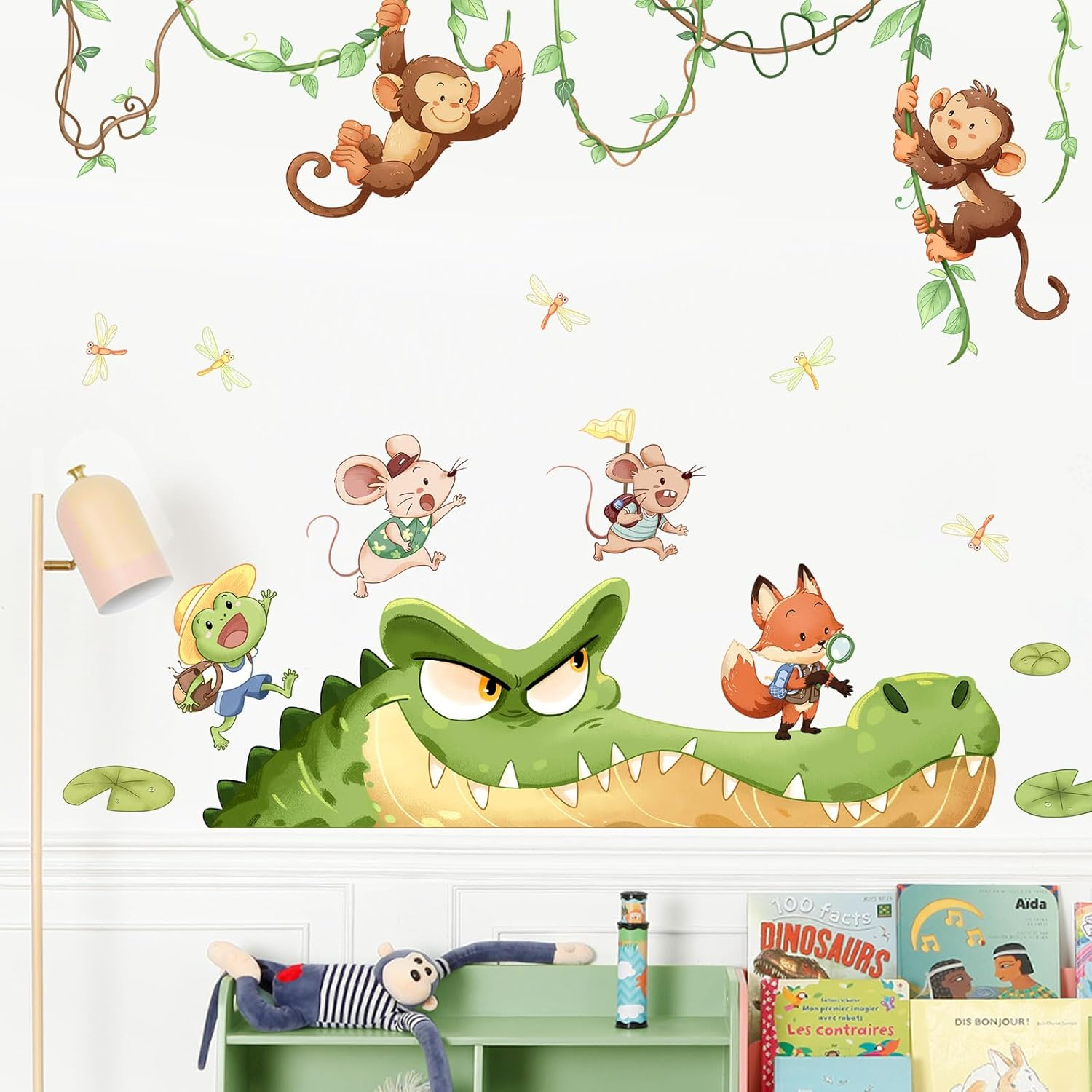 Jungle Adventure Themed Wall Decals Cartoon Animal Angry Multi-colored
