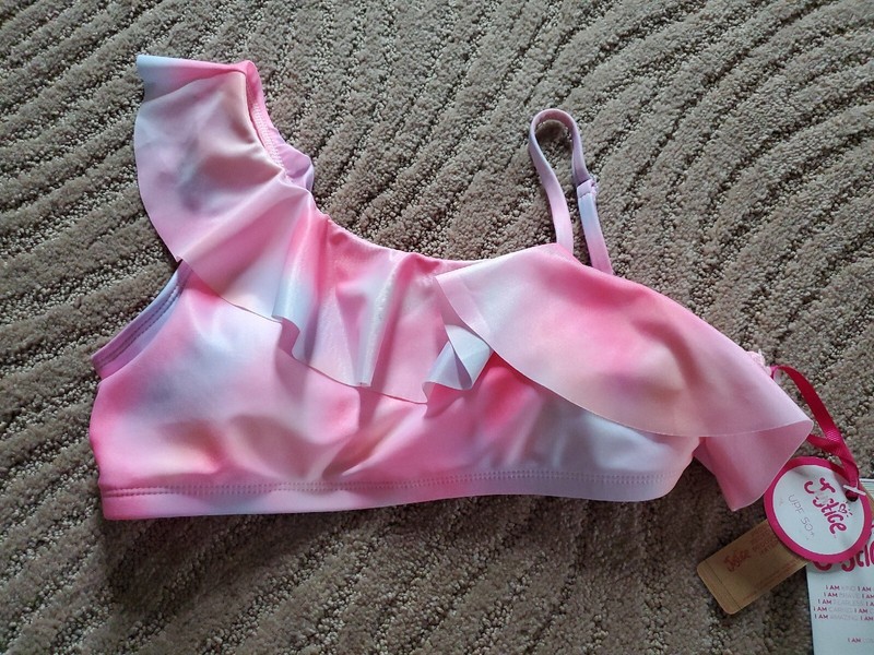 Justice Girls  Ruffle Bikini Top Size XLarge (16-18) Pink Tie Dye New