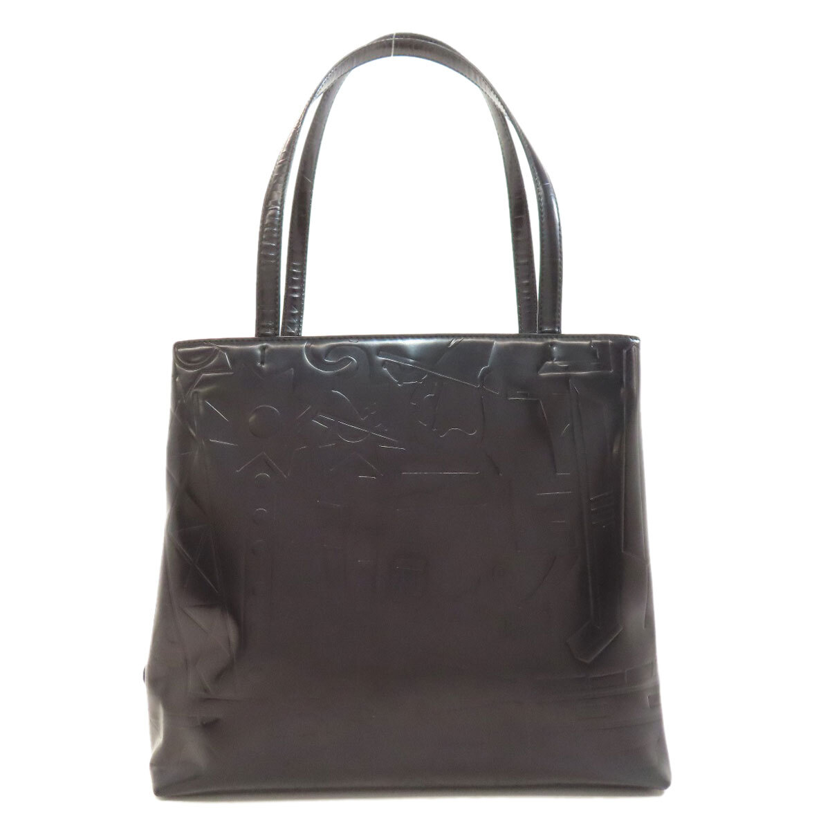 PRADA Leather Handbag with Logo Hardware and Embossed Design  -image