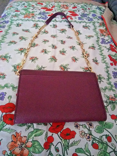 TORY BURCH SHIRAZ BURGUNDY SAFFIANO LEATHER SHOULDER BAG/WALLET/ CLUTCH - Picture 13 of 15