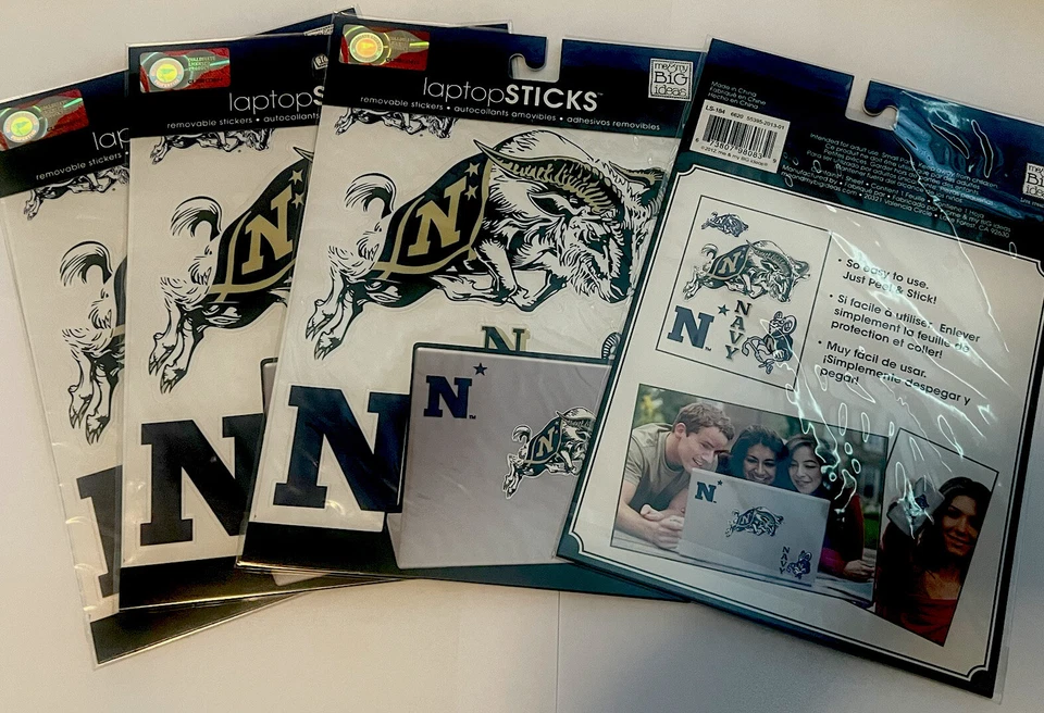 Lot of 4 NCAA US Navy University College Gift Tablet Laptop Removable Stickers - Image 2 of 4