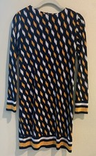 Michael Kors Dress XS Small Black Yellow White Long Sleeve Stretch Washable