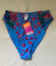 TABITHA Brown for Target Tropical/Leopard Print High Waist Bikini Bottom Blue XL