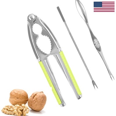 Sturdy Non-Slip Walnut Cracker with Stainless Steel Forks - Ideal for Seafood
