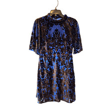 NWT Anthropologie Sz 6 Blue Velvet burnout Mini Dress witchy fairy whimsigoth