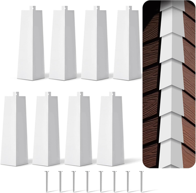 #ad 8 Pcs Aluminum Siding Corners 8 Inch outside White Corner Caps Smooth Siding Tri $36.19