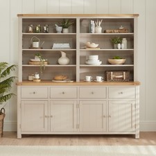 Sideboard Extra Large 4 Door Bookcase Dresser Top Marbury Putty Grey Painted 