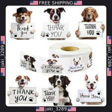 500 Dog Thank You Stickers Roll - Waterproof Labels for Gifts  Packaging