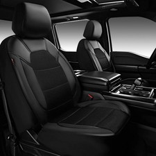 Universal Leather Two Front Seat Covers Airbag Compatible For Cars SUVs Trucks