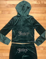 NEW  JUICY COUTURE Velour OG Bling Tracksuit Set in Pine Size M