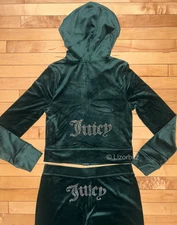 NEW! NWT JUICY COUTURE Velour OG Bling Tracksuit Set in Pine Size S