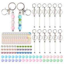 96pcs Beadable Keychains Set Bulk for Keychain Making Kit with Beadable Keych...