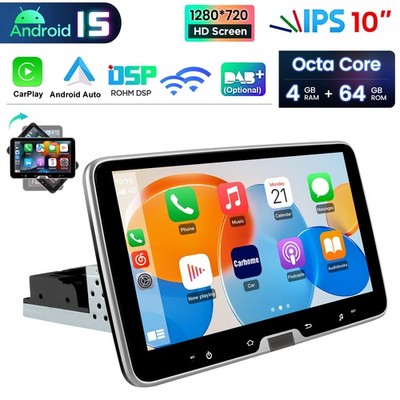 1DIN 10.1 Zoll Android 15 Autoradio mit Carplay GPS NAVI WIFI BT HIFI DSP