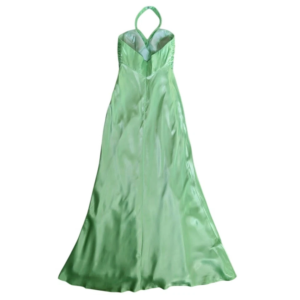 Vestido Babydoll Y2K Satén Halter Cuentas 12 Formal Baile de graduación Vestido Acanalado Noche de Hadas Foto 2 de 4