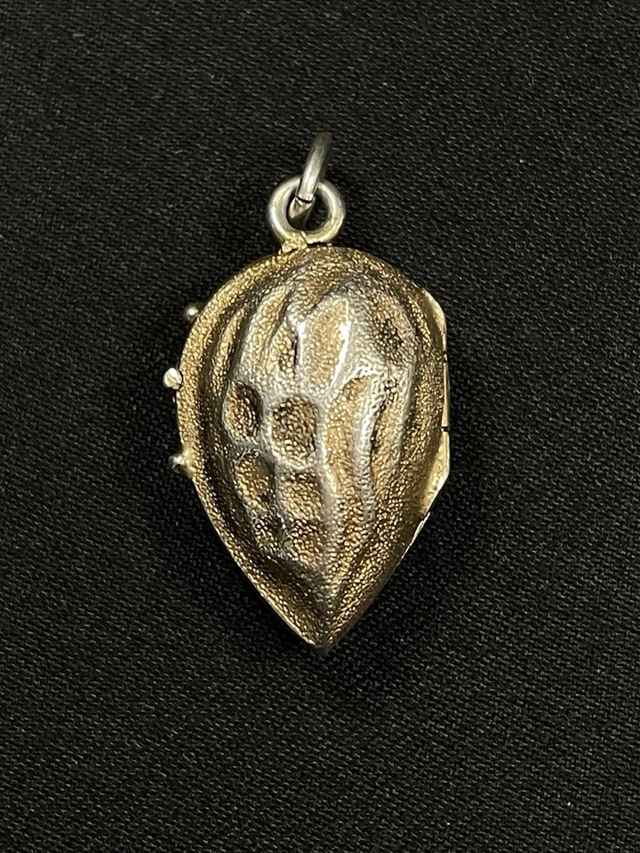 Antikes Jugendstil Medaillon Silber Mandel Kettenanhänger Glücksbringer Selten - Bild 2 von 4