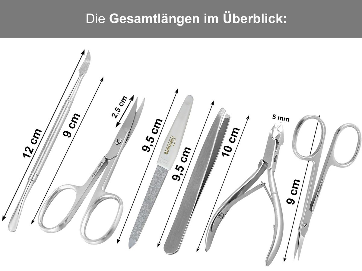 May Maniküre & Pediküre Set 7-teilig – Mit Leinentasche, Instrumente Aus Solingen