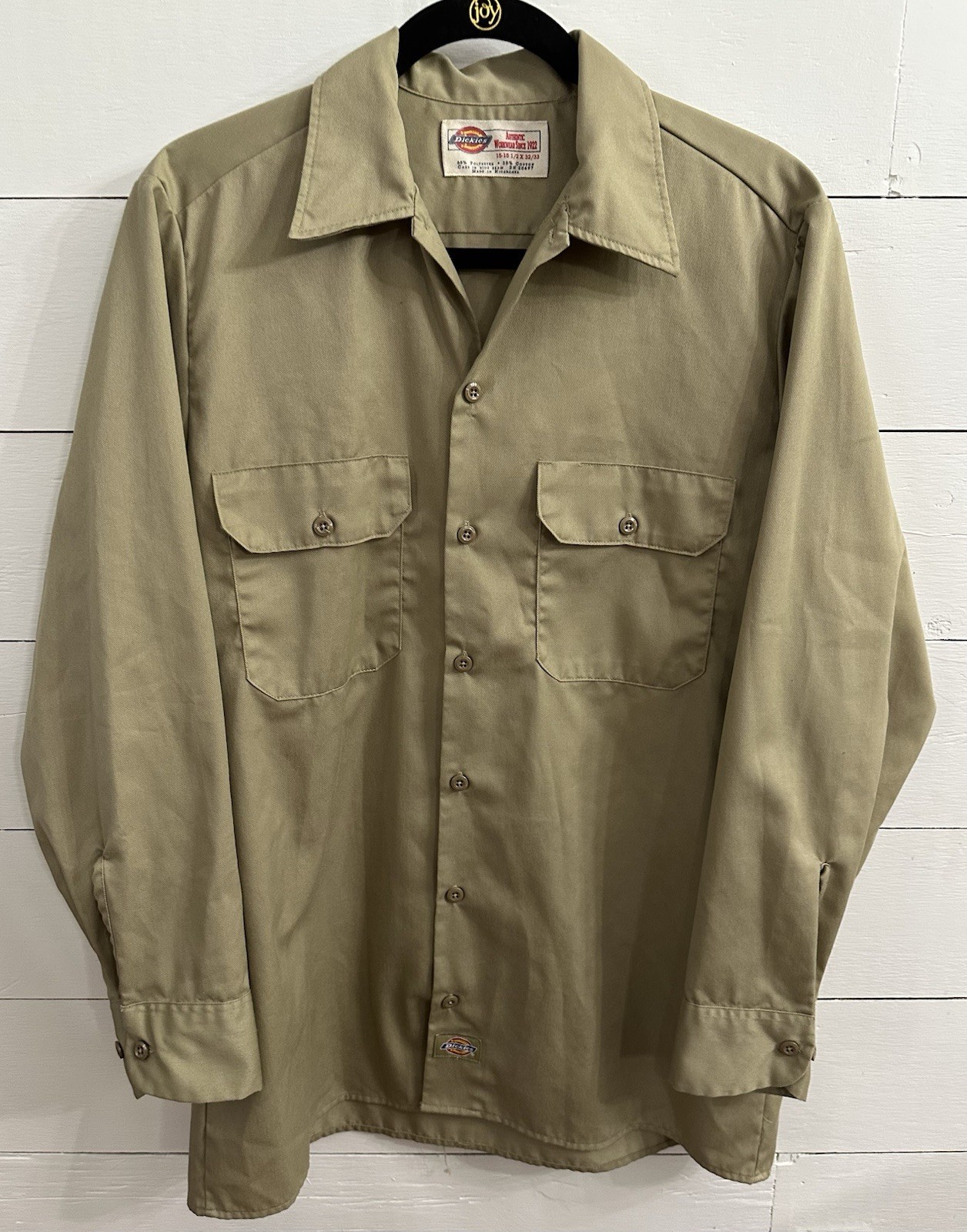 Vintage Dickies Tan Work Shirt for Men Size 2XL 32/33