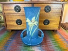 Roseville 7" Zephyr Lily Bermuda Blue Handled Vase #131-7