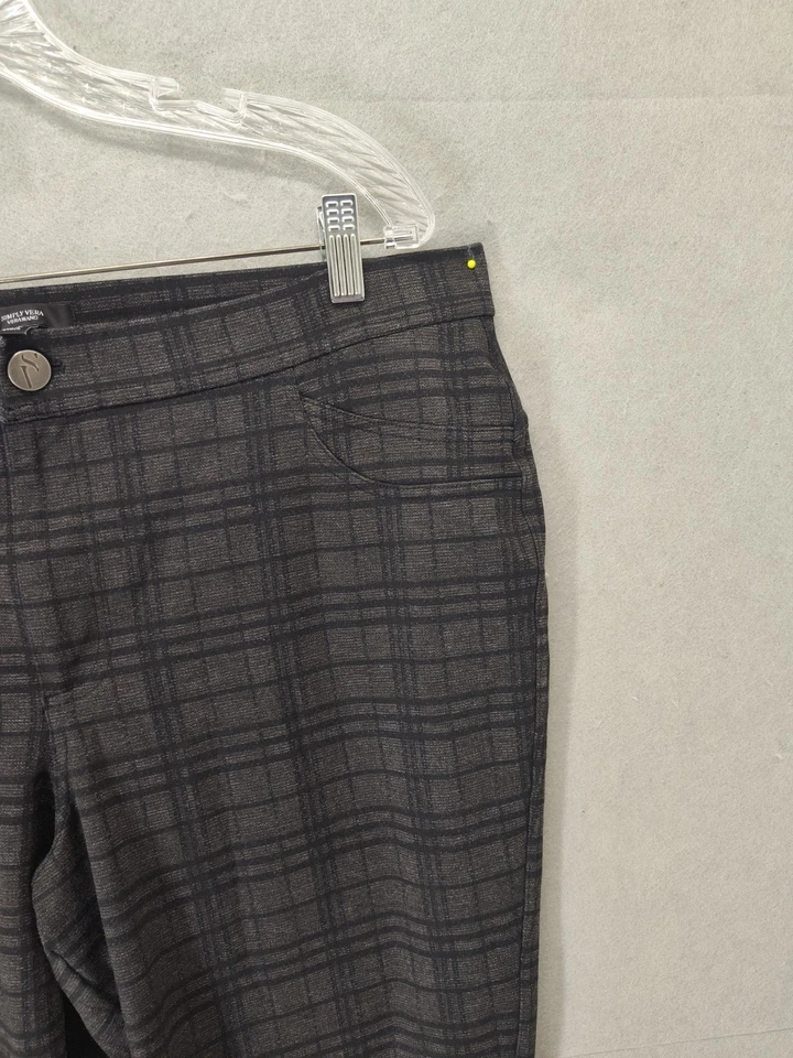 Calça Simply Vera Vera Wang Feminina XXL Preta Xadrez Mistura de Rayon Ajuste de Tornozelo Magro - Imagem 3 de 4
