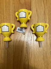 Set of 3 Yellow & White Trophy Charm Nora Fleming Minis WINNER WINNER