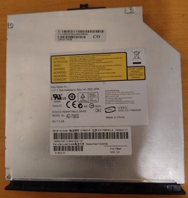 DVD Brenner Sony Optiarc  Writer  AD-7580S SATA  Brenner Laufwerk Laptop