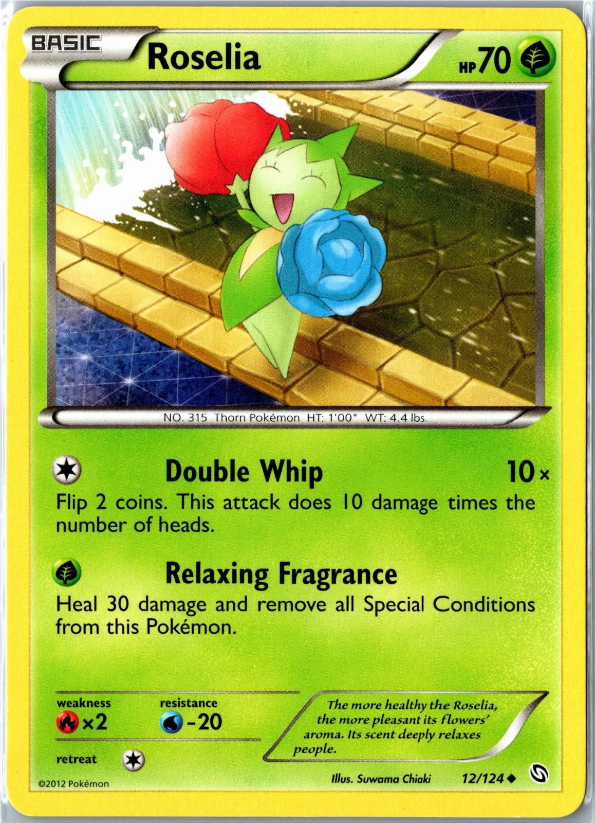 Pokemon Card - Roselia Dragons Exalted 12/124 2012 Uncommon Moderately Played