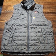 Carhartt Rain Defender Quilted Vest Mens XL Gray Cobb Full Zip