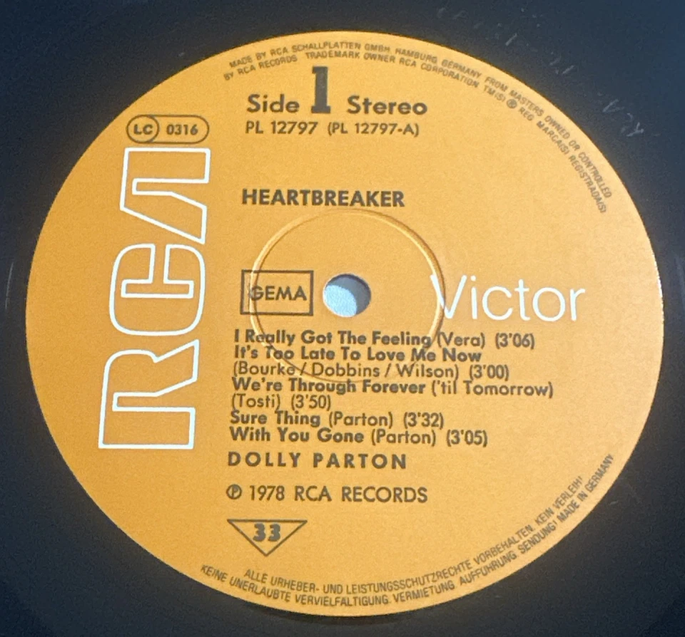 Dolly Parton - Heartbreaker Vinyl LP Record German Issue EX / EX Condition - Image 4 of 4
