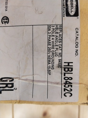 #ad Hubbell Wiring Device Kellems HBL8452c 4 Wire Industrial Angle Straight Blade $90.00