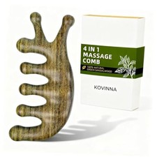 Green Sandalwood 4-in-1 Massage Comb  Gua Sha Tool for Scalp, Face  Body  