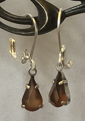 Crystal/Strass-Ohrhänger Paar / Tropfen/Träne '' HONIG/BERNSTEIN matt '' 8mm