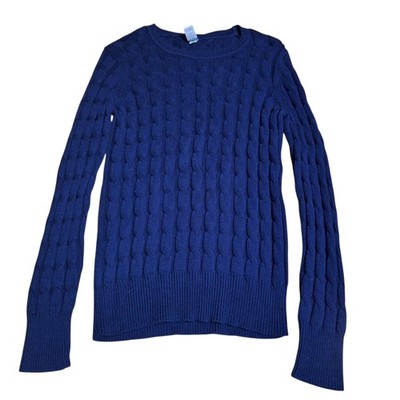 GAP Womens L Navy Cable Knit Sweater Preppy Nautical Classic Old Money Coastal 