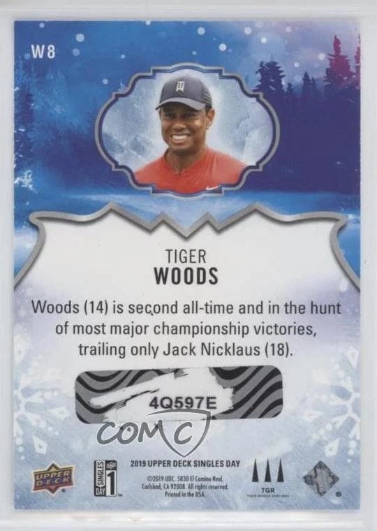 2019 Upper Deck Singles Day Winter North America Scratched Tiger Woods #W8 - Image 2 of 2