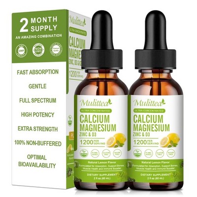 Calcium Magnesium Zinc Plus Vitamin D3 K2 Complex Ultra Concentrated Liquid Drop