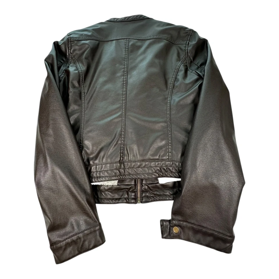 Jaqueta de Moto Miss Selfie Couro Sintético Acolchoada Zíper Completo Marrom Feminina G - Imagem 3 de 4