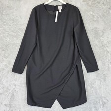 ASOS Dress Womens 6 Black Asymmetric Wrap Hem Long Sleeve Shift Short Mini