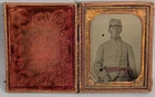 RARE Antique Civil War Confederate Artillery Officer Ambrotype Photograph