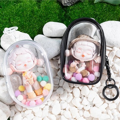 PVC Doppelreißverschluss Puppe Tasche Transparent Cartoon Display Beutel