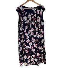 Wisp Woman Floral Dress Navy White Pink Sleeveless Plus Size 18W