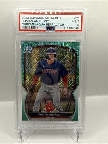 Roman Anthony 2023 Bowman Chrome #BCP-71 Aqua Mega Refractor 1st RC /225 PSA 9