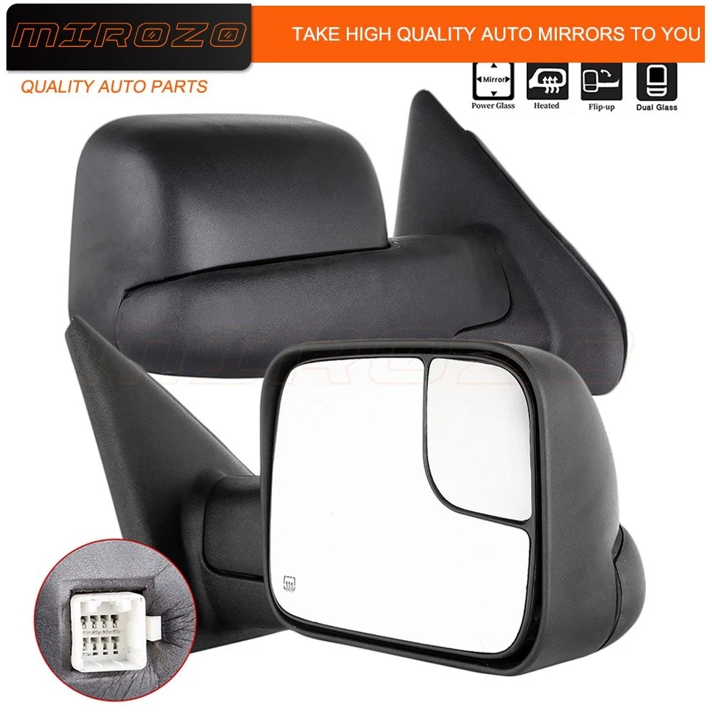 For 02-09 Dodge Ram 1500 2500 3500 Manual Tow Mirrors Power Heated Flip-Up Pair