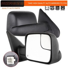 For 02-09 Dodge Ram 1500 2500 3500 Manual Tow Mirrors Power Heated Flip-up Pair For 02-09 Dodge Ram 1500 2500 3500 Manual Tow Mirrors Power Heated Flip-up Pair