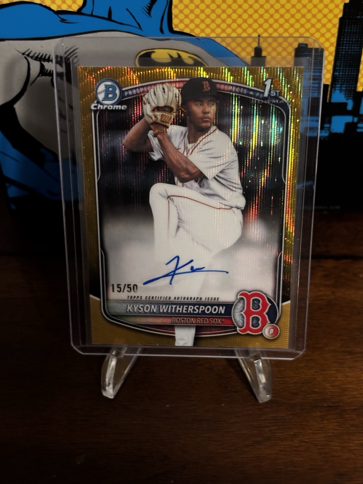 2025 Kyson Witherspoon 1st Bowman Draft Chrome Auto Gold Wave /50 Red Sox
