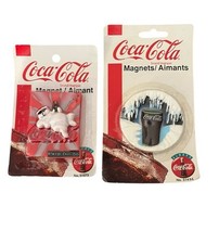 New Vintage Lot of 2 Coca-Cola Magnets #51573 & #51494 Polar Bear Frosted Glass