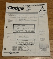 1964 Dodge Dealer Technical Service Bulletins Lot 426 Hemi Charger Mopar 64